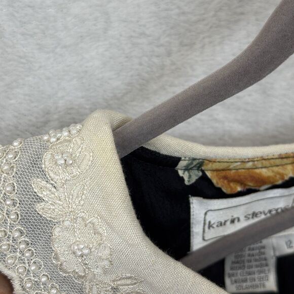 Vtg Floral Tea Dress 12 Battenburg Lace Pearl Collar Cottage Grandma Modest Twee - Picture 5 of 14